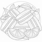 Macaroons With Orange And LemonSweetsColoring Book Antistress For  sketch template