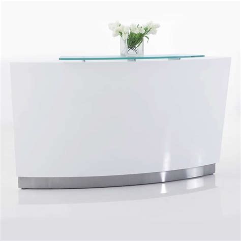 Brilliance White High Gloss Curved Reception Desk, Single Module