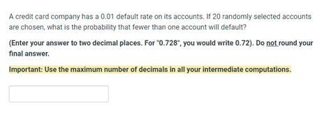 Solved A credit card company has a 0.01 default rate on its | Chegg.com