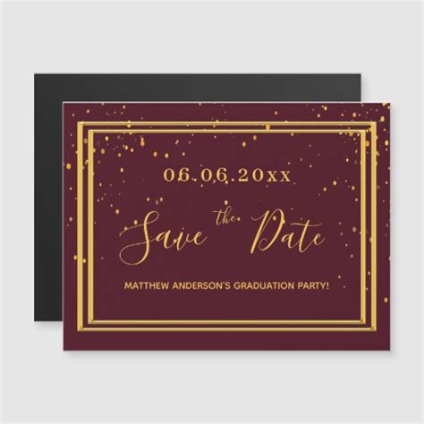 Graduation party burgundy save the date magnet | Zazzle