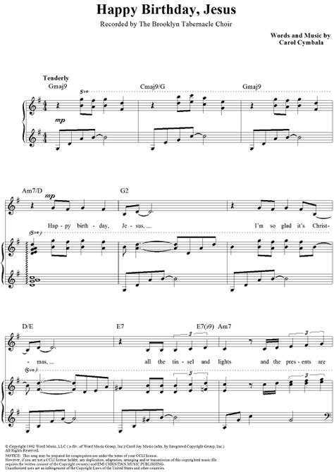 Happy Birthday, Jesus Sheet Music by Brooklyn Tabernacle Choir | Happy ...