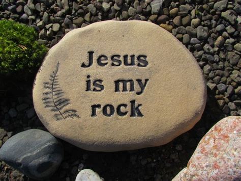 Jesus is my rock. Inspirational stone. Religious Garden