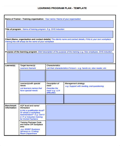 Learning Plan Template