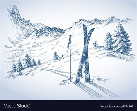 Ski background mountains in winter season Vector Image