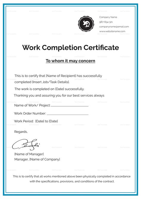 Work Certificate Template