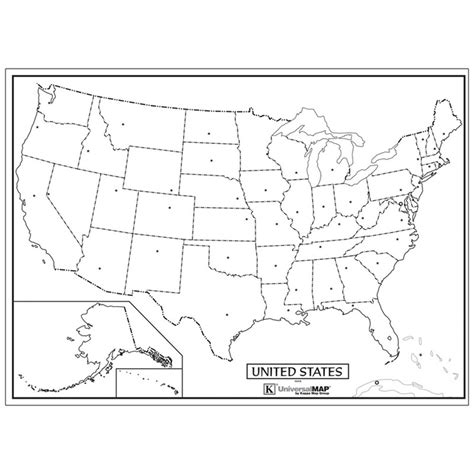 Laminated US Outline Rolled Map, 40"W x 28"H - UNI15016 | Kappa Map ...