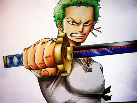 Zoro from One Piece - coloured pencil drawing by Polaara on DeviantArt