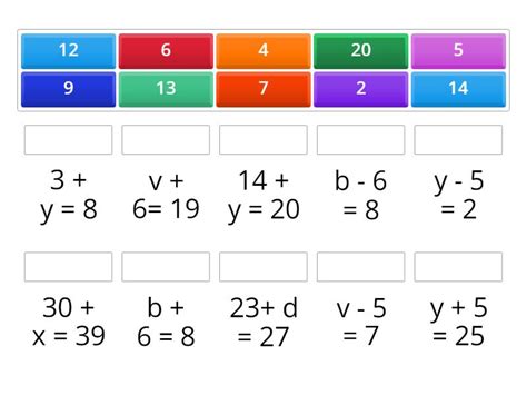 Addition and Subtraction Equation - Match up