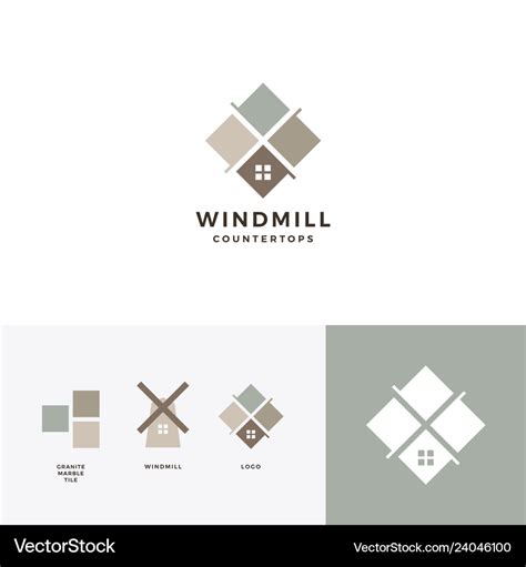 Windmill tile granite and marble countertop logo Vector Image