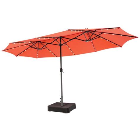 Clihome 15 ft. Double-Sided Market Patio Umbrella in Orange with LED Lights CL-OR10247 - The ...