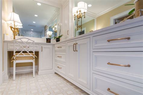 White-Bathroom-cabinets,-inset-build-method,-champagne-bronze-finish ...