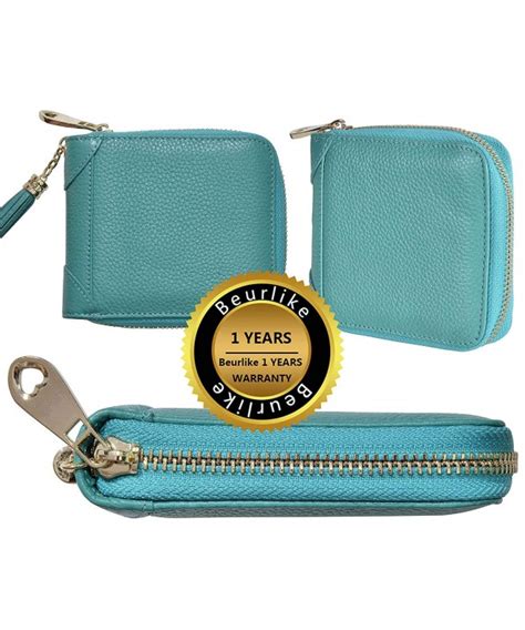 Women's RFID Security Leather Wallets Compact Small Zip Around Wallet - Teal - CB18E58KTDN