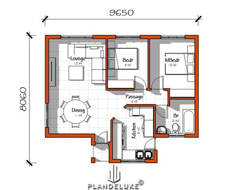 Low Cost 2 Bedroom House Plan | 70sqm Floor Plan Plandeluxe