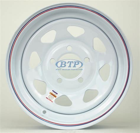 Trailer Wheel 14 inch White Powder Coated Steel 5 Lug Rim 5 on 4 1/2