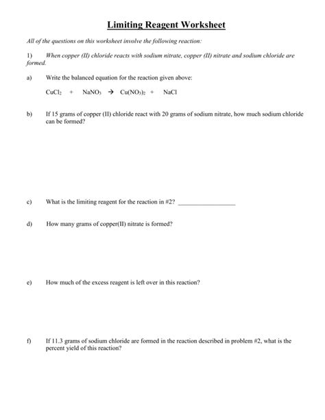 Limiting Reagent Worksheet — db-excel.com