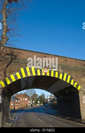 low bridge bridges sign signs road rail height restriction uk Stock Photo - Alamy