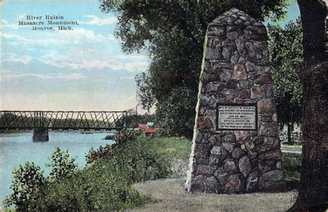 Postcard of Raisin River Massacre Monument, Monroe, Mich.: War of 1812 ...