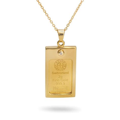 2 Gram Gold Ingot & Diamond Necklace