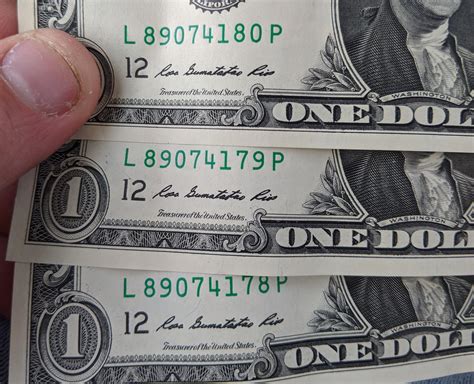 I have three one dollar bills with serial numbers in sequence. : r ...