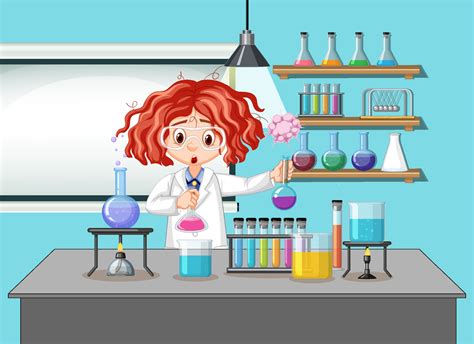 Scientist girl in laboratory room background 6769691 Vector Art at Vecteezy