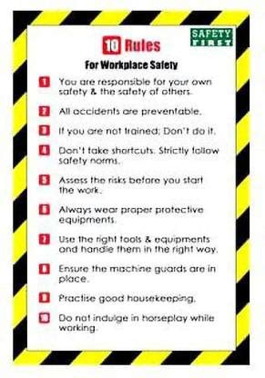 RLDigitalUnits 10 rules for workplace safety signboards Emergency Sign Price in India - Buy ...