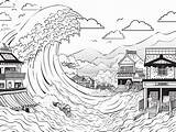 Downloadable Tsunami Coloring Page  sketch template