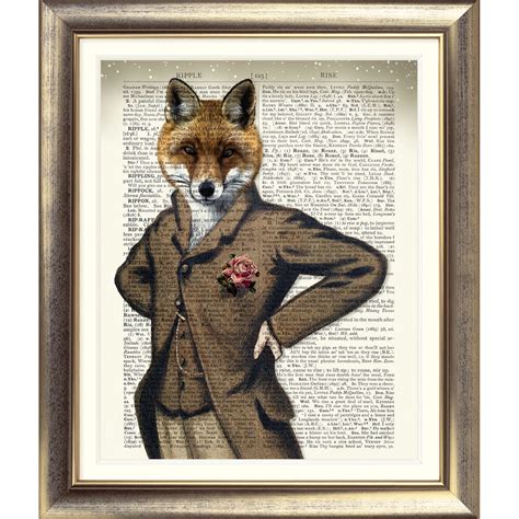 ART PRINT ON ORIGINAL ANTIQUE BOOK PAGE FOX Animal Old DICTIONARY FOXES Picture | eBay