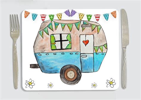 Caravan Placemat, Personalised Caravan Placemat, Caravan Lover Gift, Caravan, Caravan ...