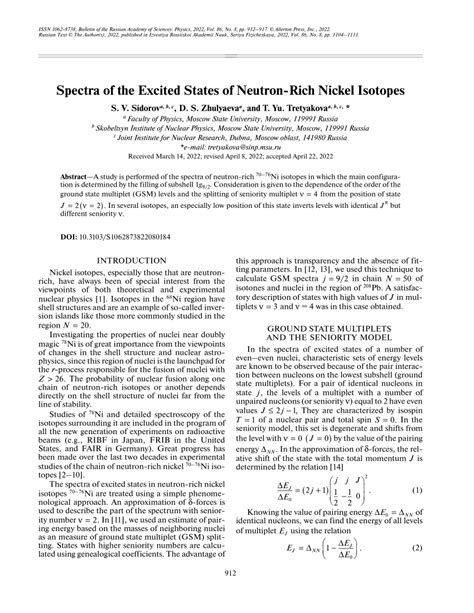 (PDF) Spectra of the Excited States of Neutron-Rich Nickel Isotopes