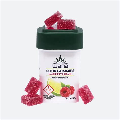 Wana Sour Gummies | Raspberry Limeade Indica Mindful 1000mg Med