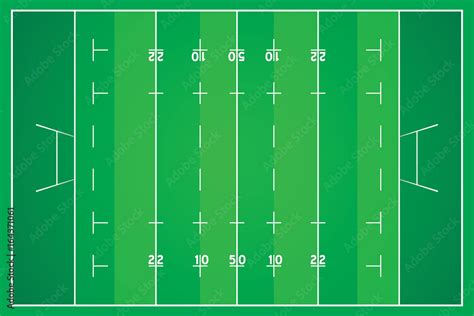 Rugby field with marking from top view. Stock Vector | Adobe Stock