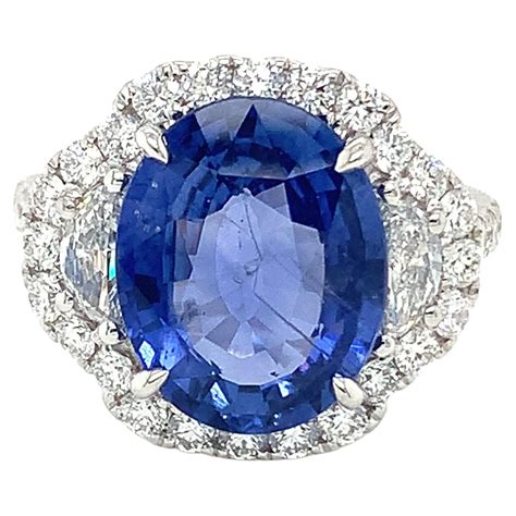 3.12 Carat Blue Sapphire and Diamond Ring in 18 Karat White Gold at 1stDibs