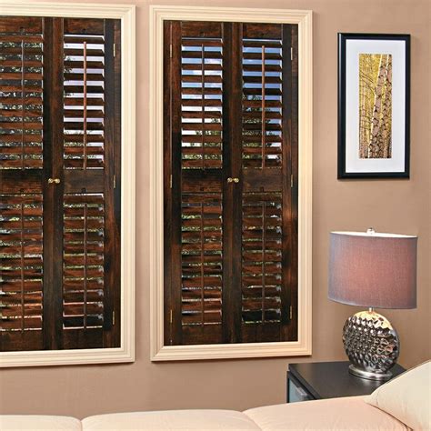 homeBASICS Plantation Walnut Real Wood Interior Shutters (Price Varies by Size)-QSPC2960 - The ...