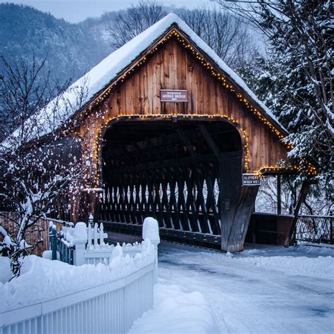 Middle Bridge in Snow - square | Covered bridges, Winter scenes, Bridge