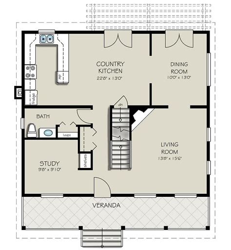 Planos de chalet adosado: Plano de chalet adosado estilo granjero