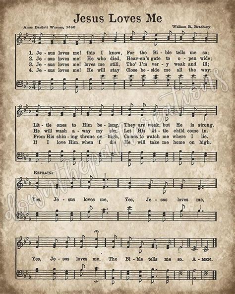 Jesus Loves Me, Printable Vintage Hymn, Sheet Music Print, Instant ...