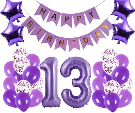 Kiena 31pcs 13th Birthday Party Decorations Kit Happy Birthday Banner with Number 13 Birthday ...