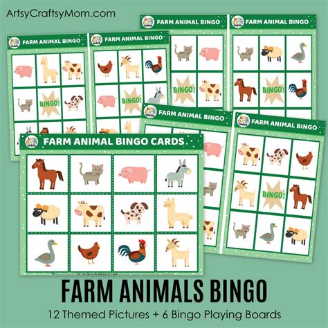 Printable Farm Animal Themed Bingo - Artsy Craftsy Mom