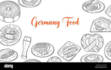 german or germany food set collection with hand drawn sketch for background banner template ...