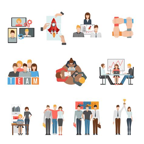 Teamwork flat icons set 468087 Vector Art at Vecteezy