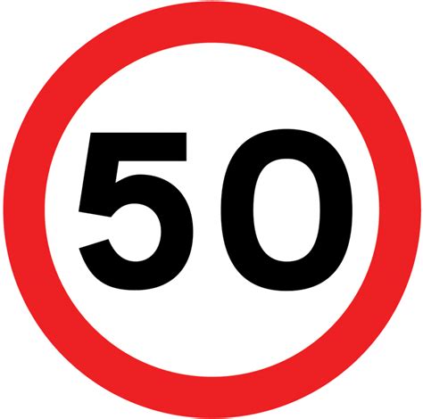 Maximum speed limit sign (50 mph) - Theory Test