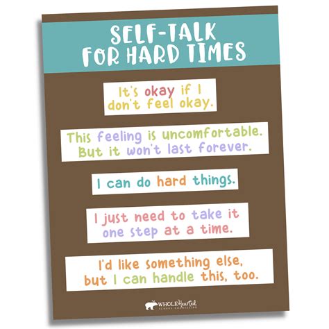 FREE POSTER! Positive Self-Talk Coping Statements - WholeHearted School ...