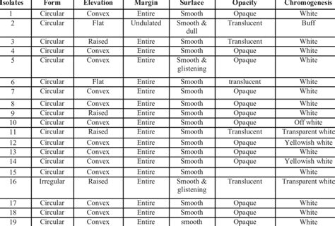 Morphological characteristics of different bacterial isolates ...