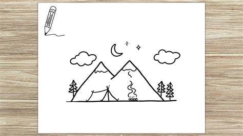 How to Draw Easy Camping Scene, easy Drawings - YouTube