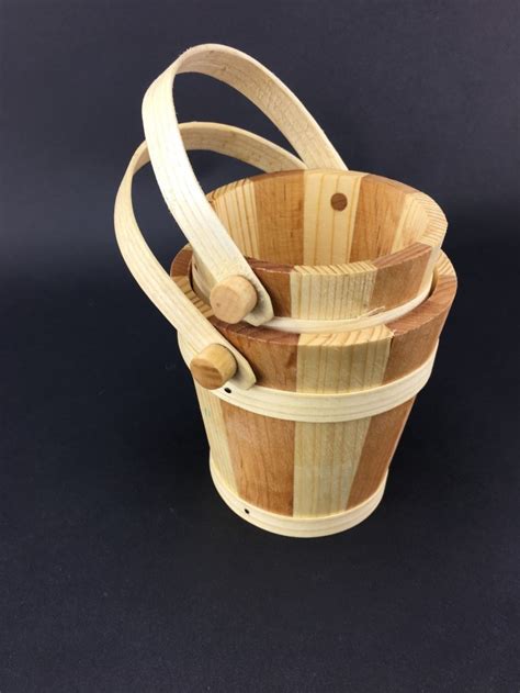 Bucket set of 2 Wooden Bucket solid Wood Woodeeworld | Woodeeworld