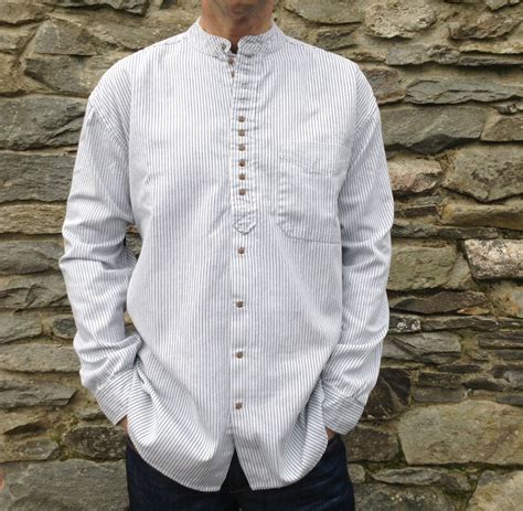 Mens/Gents Grandfather/Grandad Collarless Shirts Cotton Irish/Ireland ...