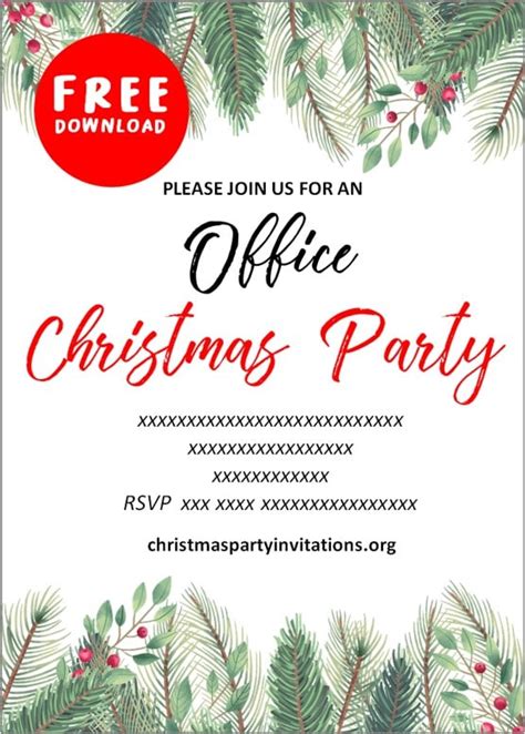 Free Printable Office Christmas Party Invitations Templates 🏢