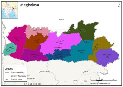 Meghalaya District Map, List of Districts in Meghalaya