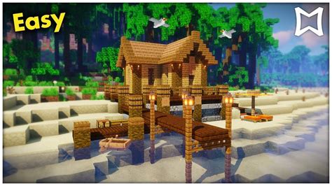 Minecraft Beach House Fishing Hut Survival Tutorial! (EASY) | Minecraft beach house, Minecraft ...