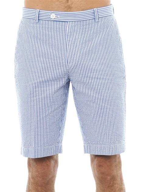 Lyst - Brooks brothers Striped Seersucker Shorts in Blue for Men